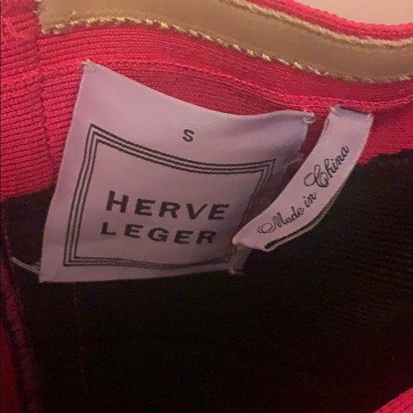 Herve Leger Simone Strapless Colorblock Dress S - Picture 5 of 7